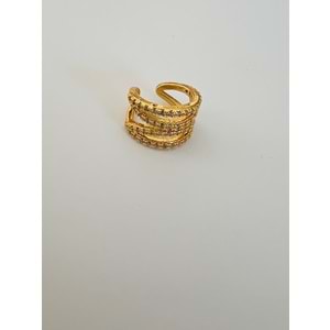 ZİRKON TAŞLI KISTIRMALI KIKIRDAK KÜPE GOLD ACR2545