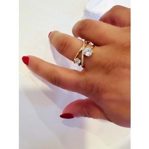 XUPING AYARLANABİLİR ÇİFT TEK TAŞLI YÜZÜK ROSE ACR2770