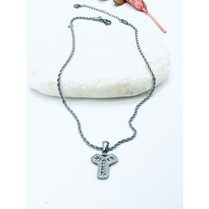 GÜMÜŞ RENK Y HARF TAŞLI ÇELİK KOLYE 45+5 CM ACR2854