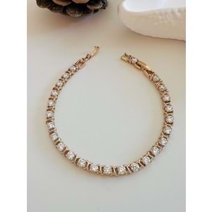 XUPING YUVARLAK TAŞLI SUYOLU BİLEKLİK 17+2 CM-4MM ROSE ACR2913