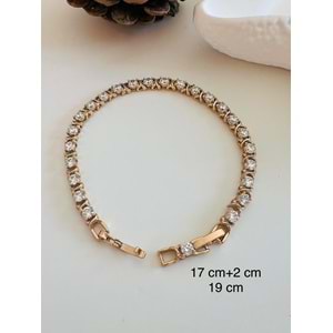 XUPING YUVARLAK TAŞLI SUYOLU BİLEKLİK 17+2 CM-4MM ROSE ACR2913