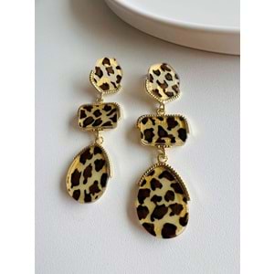 ÖZEL SERİ LEOPAR DESENLİ SALLANTILI KÜPE ACR3259