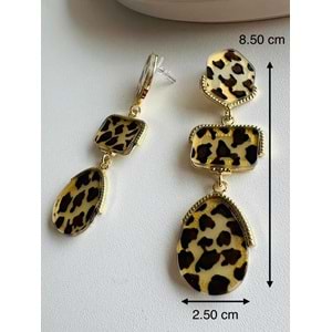ÖZEL SERİ LEOPAR DESENLİ SALLANTILI KÜPE ACR3259