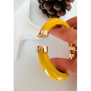 VİNTAGE, SARI MİNELİ KEMİK KELEPÇE, GOLD ACR3663