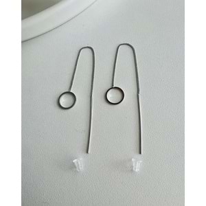 ZİNCİR SALLANTILI ÇELİK KÜPE GÜMÜŞ RENK ACR3745