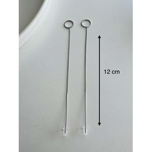 ZİNCİR SALLANTILI ÇELİK KÜPE GÜMÜŞ RENK ACR3745