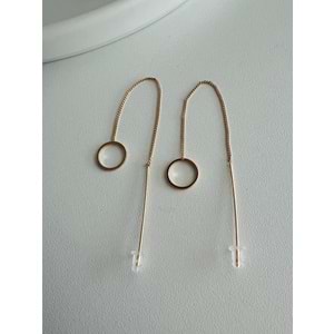 ZİNCİR SALLANTILI ÇELİK KÜPE GOLD RENK ACR3748