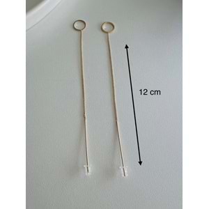 ZİNCİR SALLANTILI ÇELİK KÜPE GOLD RENK ACR3748