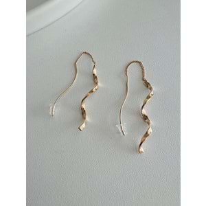 DALGALI ZİNCİR ÇELİK KÜPE GOLD RENK ACR3754