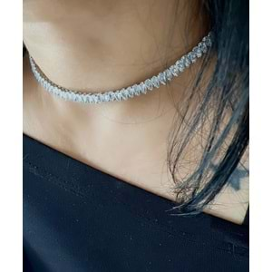 ESNEK BOYUNA GEÇİRİLEBİLİR SUYOLU ÇELİK CHOKER KOLYE GÜMÜŞ RENK ACR4089