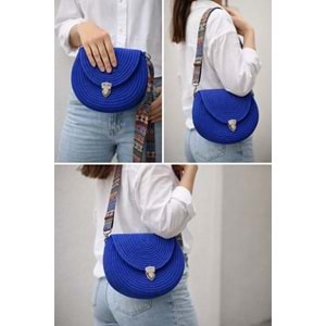 GADE EL YAPIMI SAKS MAVİSİ MAKARON ÇANTA ACR4166