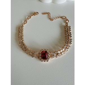 XUPING KIRMIZI TAŞLI BİLEKLİK 17+3 CM-ROSE ACR42995