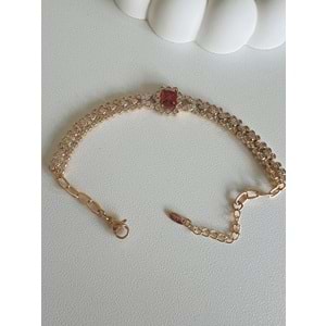 XUPING KIRMIZI TAŞLI BİLEKLİK 17+3 CM-ROSE ACR42995
