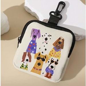 RENKLİ KÖPEK DESENLİ, ANAHTAR VE KÜÇÜK EŞYA DÜZENLEYİCİ, SEVİMLİ ÇANTA ASKISI CÜZDAN ACR4419