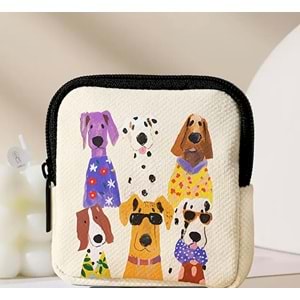 RENKLİ KÖPEK DESENLİ, ANAHTAR VE KÜÇÜK EŞYA DÜZENLEYİCİ, SEVİMLİ ÇANTA ASKISI CÜZDAN ACR4419