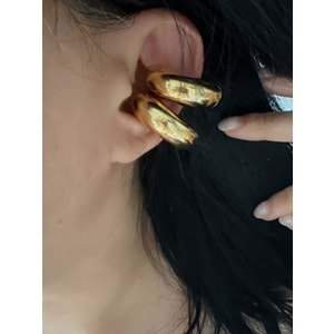 GOLD RENK BOMBELİ EARCUFF ÇELİK KÜPE ACR4613