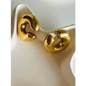 GOLD RENK BOMBELİ EARCUFF ÇELİK KÜPE ACR4613