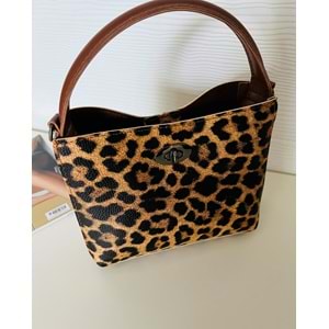 LEOPAR DESENLİ, İKİ AYRI BÖLMELİ MİNİ EL VE OMUZ ÇANTASI ACR4635