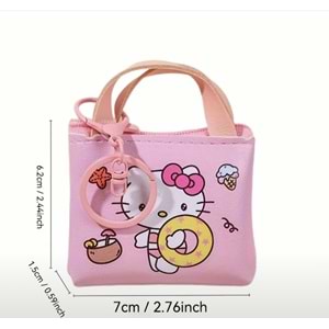 ÇOCUKLAR İÇİN MİNİ HELLO KİTTY PARA CÜZDANI, ANAHTARLIK, PEMBE ACR4841
