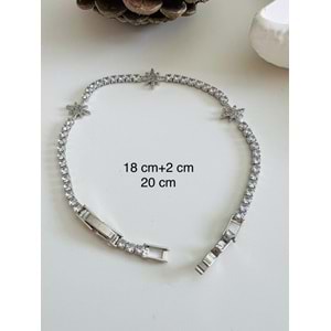 ÇELİK YILDIZLI SUYOLU BİLEKLİK 18+2 CM-3MM-GÜMÜŞ ACR4956