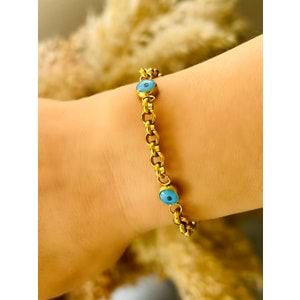 NAZAR BONCUKLU ÇELİK BİLEKLİK 17+6 CM-GOLD ACR5077
