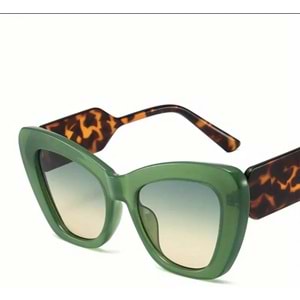 YEŞİL ÇERÇEVELİ, LEOPAR DESENLİ KEDİ GÖZÜ MODA GÜNEŞ GÖZLÜĞÜ ACR5120