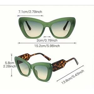 YEŞİL ÇERÇEVELİ, LEOPAR DESENLİ KEDİ GÖZÜ MODA GÜNEŞ GÖZLÜĞÜ ACR5120