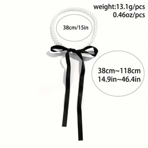SİYAH KURDELALI İNCİ CHOKER KOLYE 38 CM ACR5377