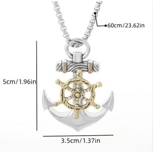 ERKEK DÜMEN TASARIMLI ÇELİK ÇAPA KOLYE 60CM-GÜMÜŞ ACR5402