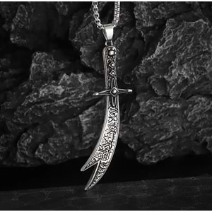 ERKEK ÇELİK KILIÇ KOLYE 60CM-GÜMÜŞ ACR5412