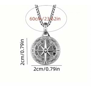 ERKEK ÇELİK PUSULA KOLYE 60CM-GÜMÜŞ ACR5418
