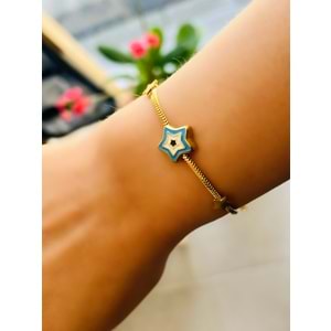 YILDIZ MİNELİ ÇELİK BİLEKLİK 17+6 CM-GOLD ACR5446