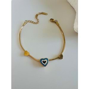 KALP MİNELİ ÇELİK BİLEKLİK 17+6 CM-GOLD ACR5451