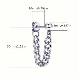 ERKEK ÇELİK ZİNCİR KÜPE-GÜMÜŞ RENK ACR5495