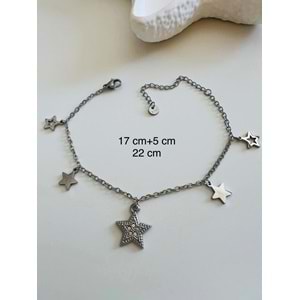 ÇELİK YILDIZ BİLEKLİK 17+5CM-GÜMÜŞ RENK ACR5522