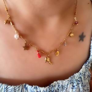 AYAKKABI CHARMLI ÇELİK KOLYE 41+6CM-GOLD RENK ACR6062