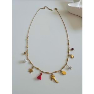 AYAKKABI CHARMLI ÇELİK KOLYE 41+6CM-GOLD RENK ACR6062