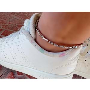 GÜMÜŞ RENK KARE BONCUKLU HALHAL 23+3CM ACR6154