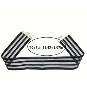 PUNK TARZI ELASTİKLİ SİYAH DANTEL ÇİZGİLİ CHOKER KOLYE ACR6160