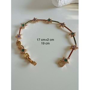 XUPING RENKLİ TAŞLI, YILDIZ BİLEKLİK 17+2 CM-ROSE RENK ACR6257
