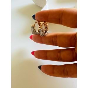 XUPING ZİRKON TAŞLI DÖRTGEN KÜPE-ROSE RENK ACR6597