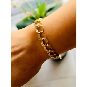 ÇELİK ZİNCİR BİLEKLİK 20+6CM-GOLD RENK ACR6675