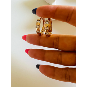 XUPING BAGET TAŞLI HALKA KÜPE-ROSE RENK ACR6816