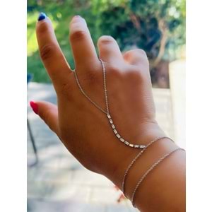 ÖZEL SERİ BİLEKTEN ÇİFT DOLAMALI,BAGET TAŞLI ŞAHMERAN-GÜMÜŞ RENK ACR6930