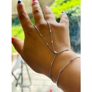ÖZEL SERİ BİLEKTEN ÇİFT DOLAMALI, PIRILTI ZİNCİRLİ ŞAHMERAN-GÜMÜŞ RENK ACR6933