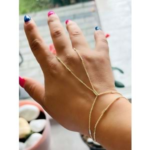 ÖZEL SERİ BİLEKTEN ÇİFT DOLAMALI, PIRILTILI ZİNCİR ŞAHMERAN-GOLD RENK ACR6934
