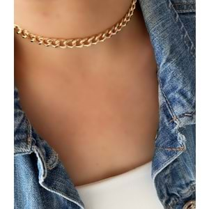 GOLD RENK CHOKER ZİNCİR KOLYE 40 CM ACR6939