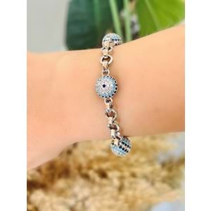 XUPING GÖZ BONCUK BİLEKLİK 18+4CM-GÜMÜŞ RENK ACR6992