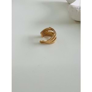 XUPING YILDIZLI, ZİRKON TAŞLI KISTIRMALI EARCUFF KÜPE-ROSE RENK ACR7116