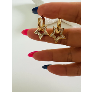 XUPING ZİRKON TAŞLI, YILDIZ CHARMLI KÜPE-ROSE RENK ACR7124